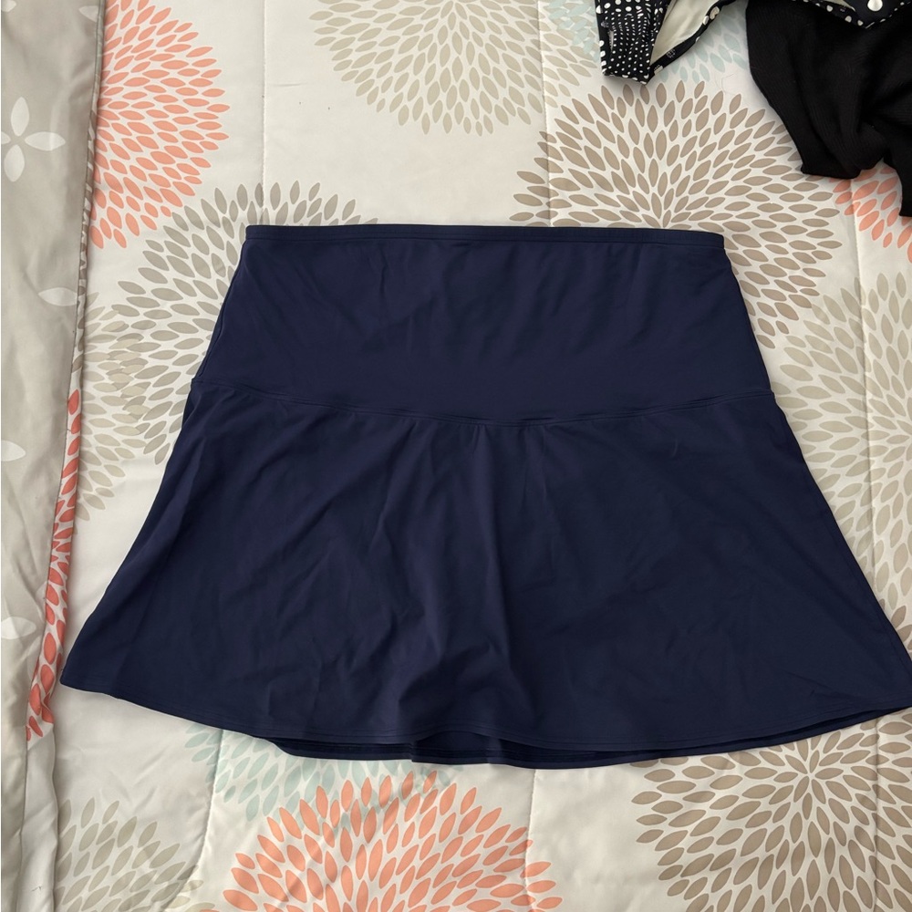 Lands' End Women's Navy Ultra High Waisted Swim Skirt